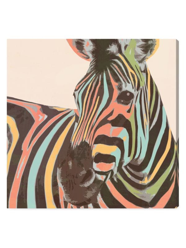 Oliver Gal Zebra Rainbow Stripes Wall Art Canvas Print
